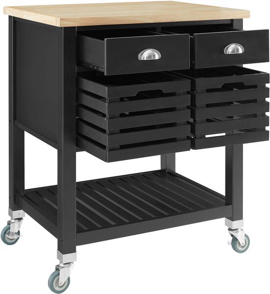Willow Kitchen Cart Black Value City Furniture