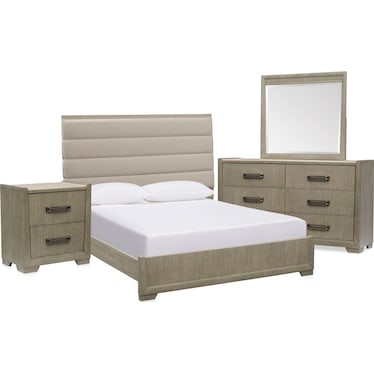 Wilshire 6-Piece Queen Bedroom Set with Dresser, Mirror and Nightstand with USB Charging