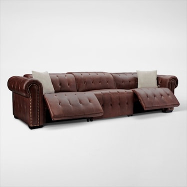 Windsor Park 3-Piece Dual-Power Reclining Sofa with 2 Reclining Seats - Brown