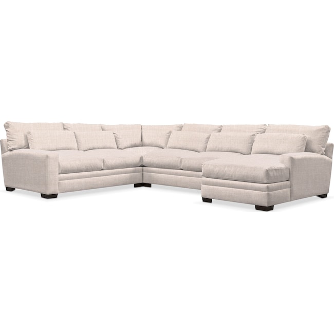 Living Room Furniture - Winston 4-Piece Sectional with Chaise