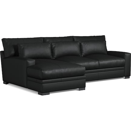 Winston 2-Piece Leather Foam Comfort Sectional With Left-Facing Chaise - Siena Black