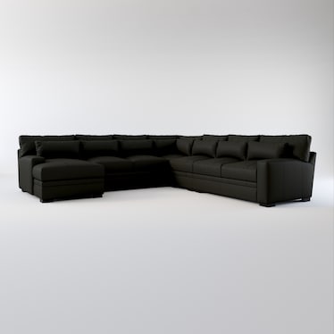 Winston 5-Piece Leather Sectional with Chaise