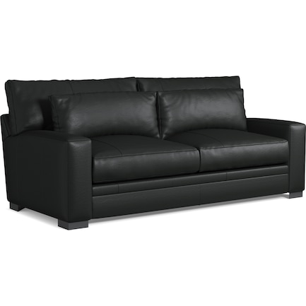 Winston Leather Foam Comfort Sofa - Siena Black