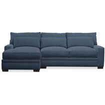 winston blue  pc sectional with left facing chaise   