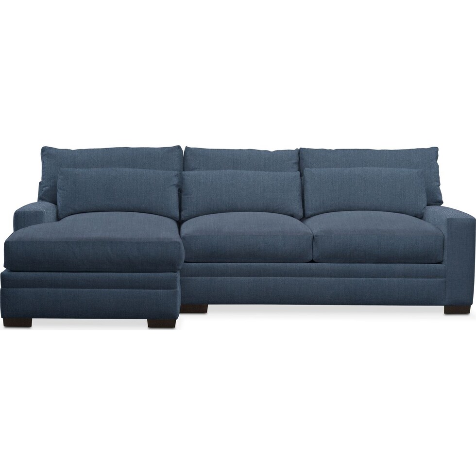 winston blue  pc sectional with left facing chaise   