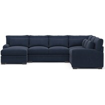 winston blue  pc sectional with left facing chaise   