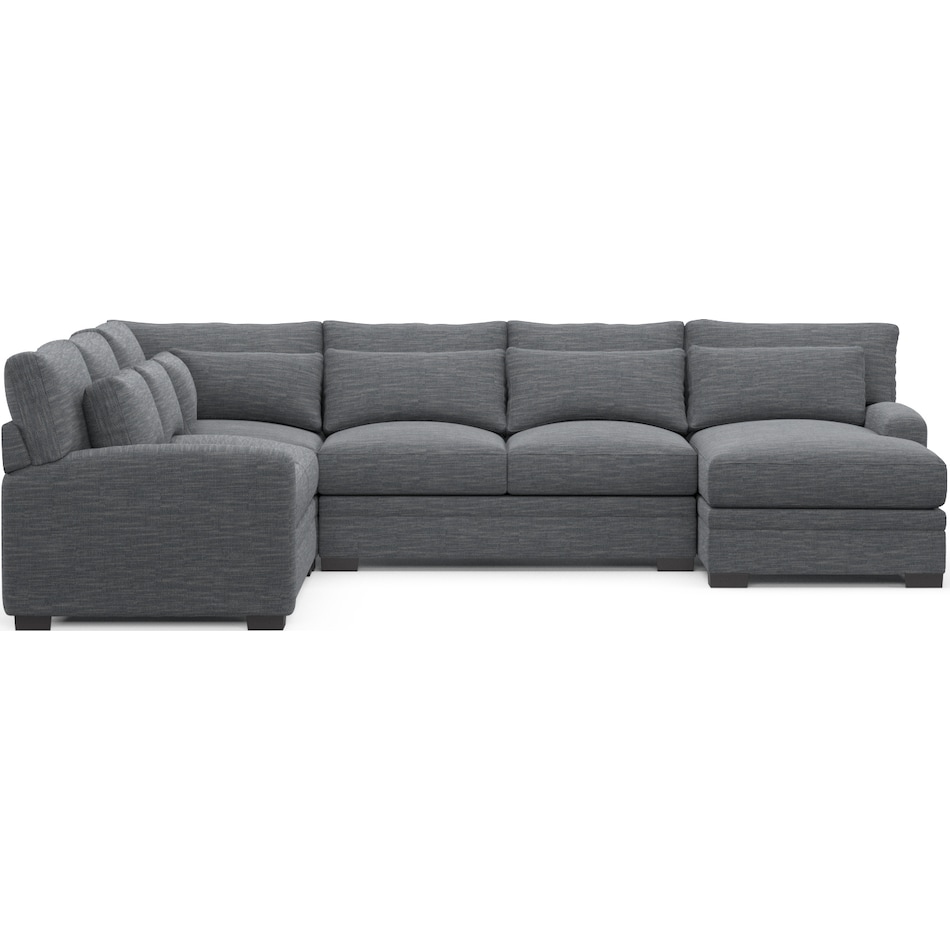 winston blue  pc sectional with right facing chaise   