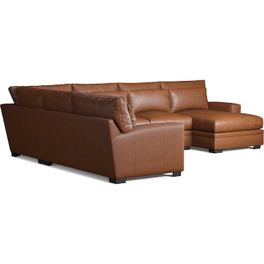 Winston 4-Piece Leather Foam Comfort Sectional With Right-Facing Chaise - Bruno Canyon