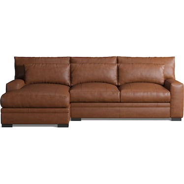 Winston 2-Piece Leather Foam Comfort Sectional With Left-Facing Chaise - Bruno Canyon