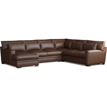 Winston 4-Piece Leather Sectional with Chaise