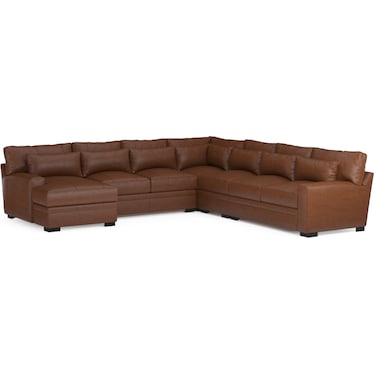 Winston 5-Piece Leather Sectional with Chaise