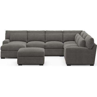 Winston Foam Comfort 5-Piece Sectional with Left-Facing Chaise and Ottoman - Curious Charcoal