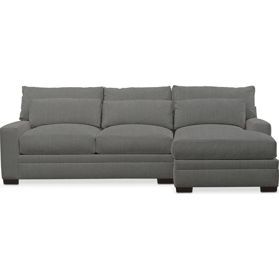 winston gray  pc sectional with right facing chaise   