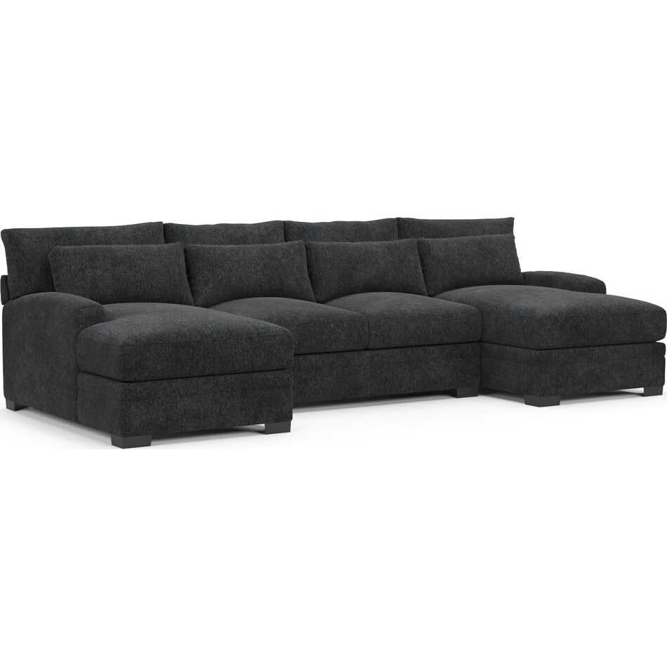 Winston Foam Comfort 3Piece Sectional with Dual Chaise Sherpa