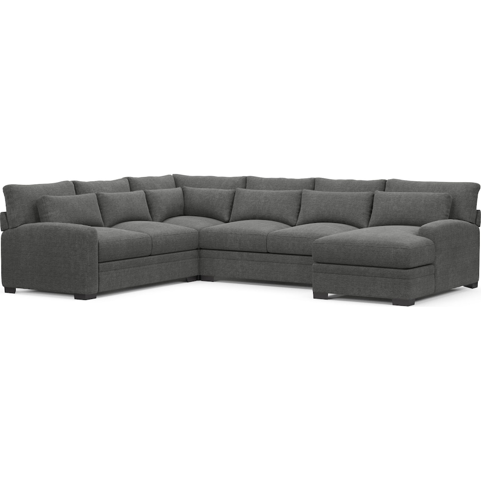 winston gray  pc sectional with right facing chaise   