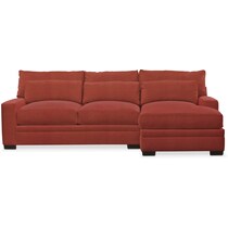 winston orange  pc sectional with right facing chaise   