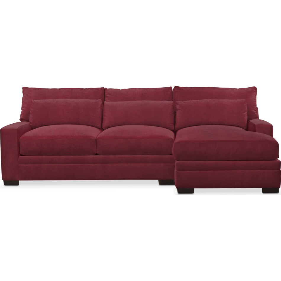 winston red  pc sectional with right facing chaise   