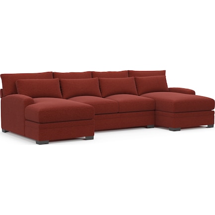 Winston Foam Comfort 3-Piece Sectional with Dual Chaise - Bloke Brick