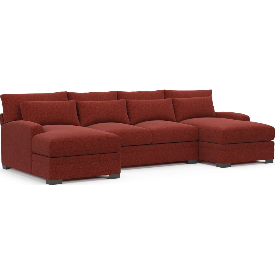 winston red  pc sectional with chaise   