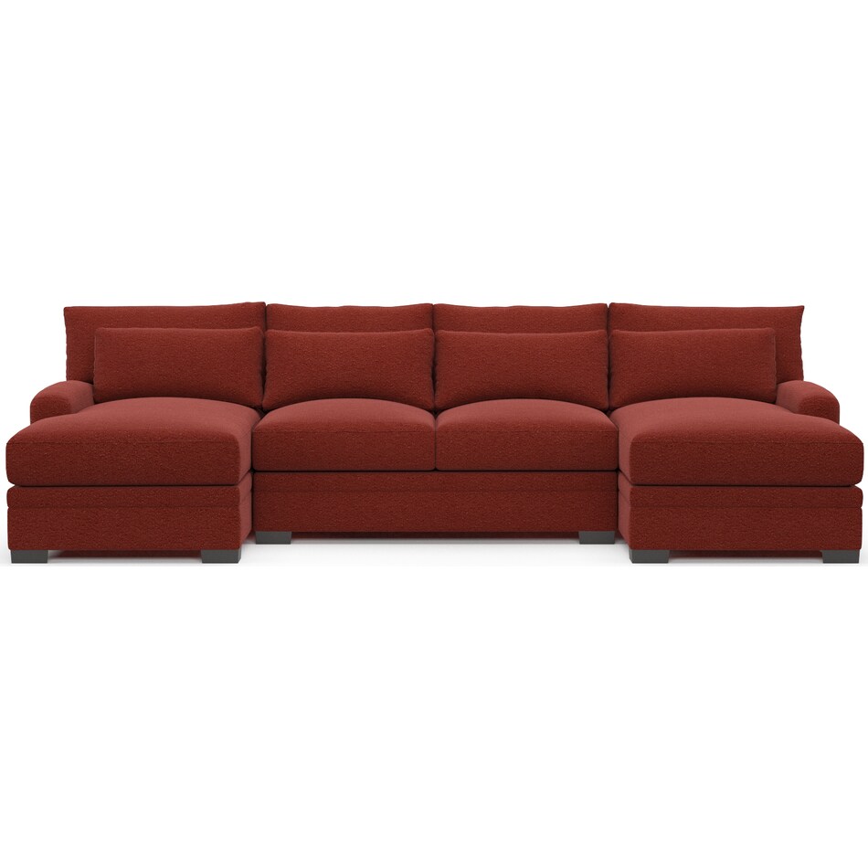 winston red  pc sectional with chaise   