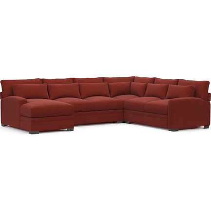 Winston Foam Comfort 4-Piece Sectional with Left-Facing Chaise - Bloke Brick