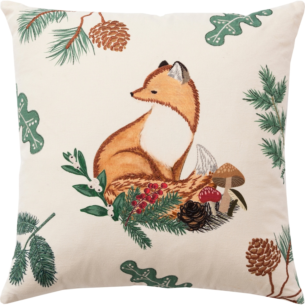 woodland fox natural accent pillow   