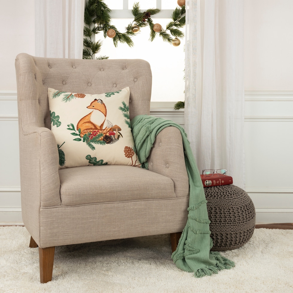 woodland fox natural accent pillow   