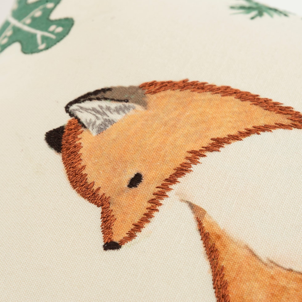 woodland fox natural accent pillow   