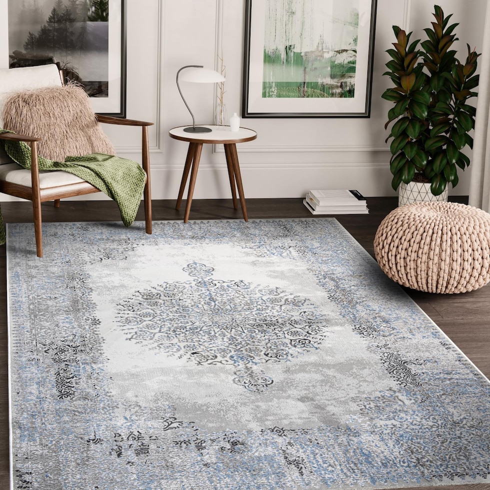 woodruff beige light blue area rug  x    