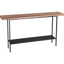 woodsy natural and black console table   