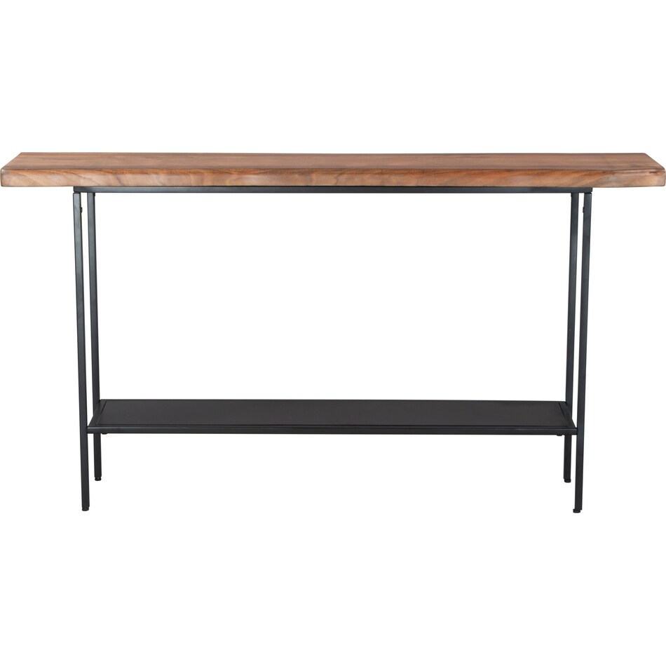 woodsy natural and black console table   