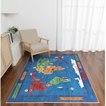 world map blue area rug  x    