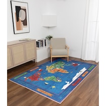world map blue area rug  x    