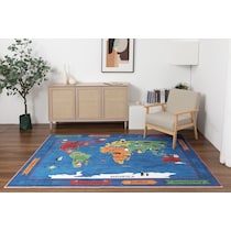 world map blue area rug  x    