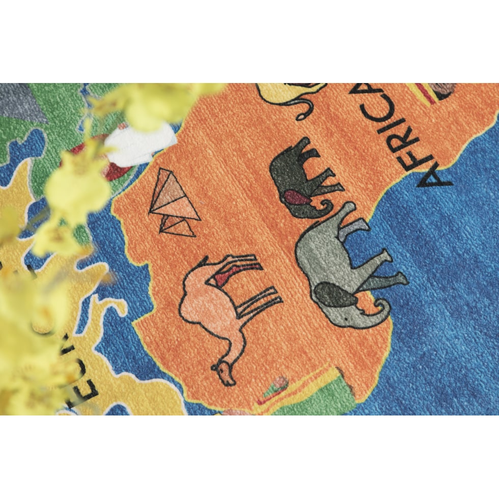 world map blue area rug  x    