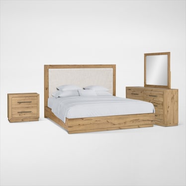 Wyatt 6-Piece Bedroom Set with Dresser, Mirror, and Nightstand