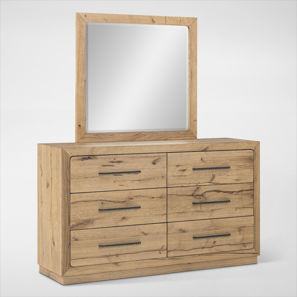 wyatt light brown dresser and mirror   