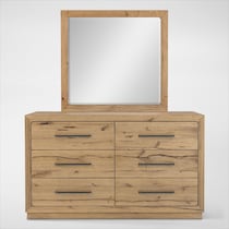 wyatt light brown dresser and mirror   