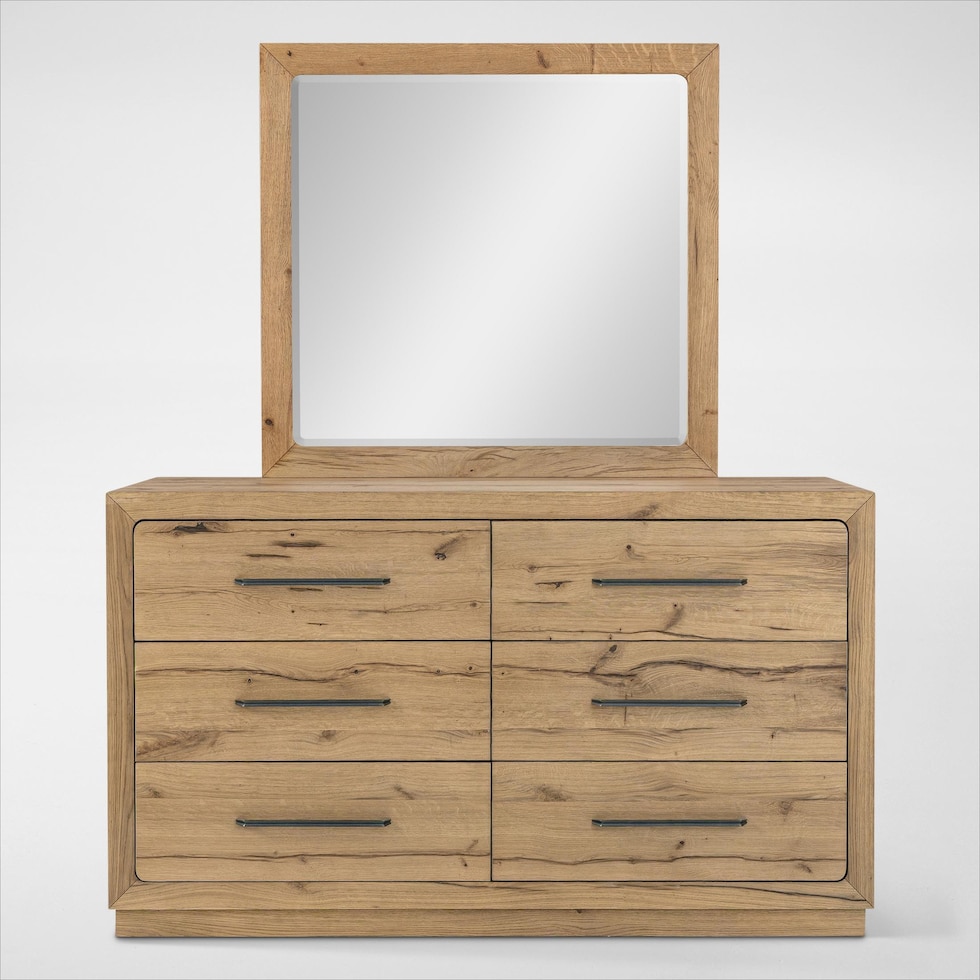 wyatt light brown dresser and mirror   