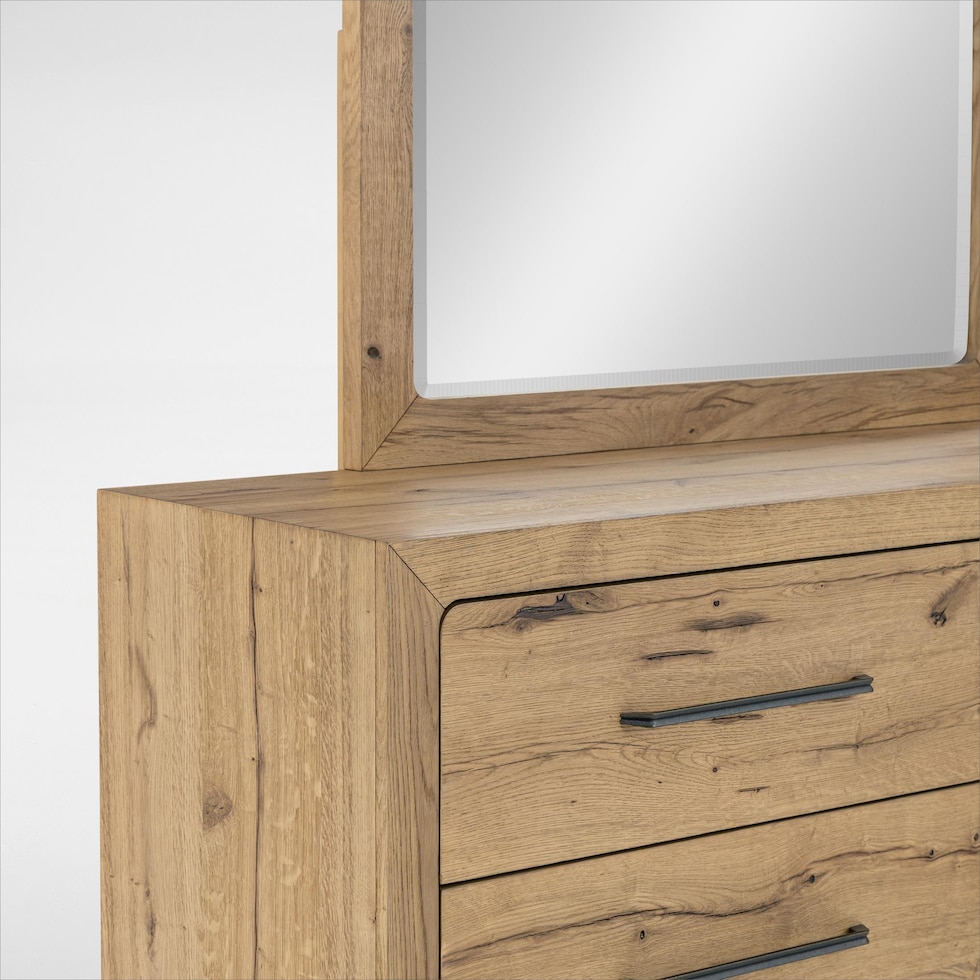 wyatt light brown dresser and mirror   