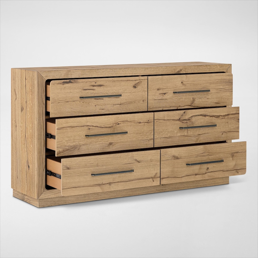 wyatt light brown dresser and mirror   