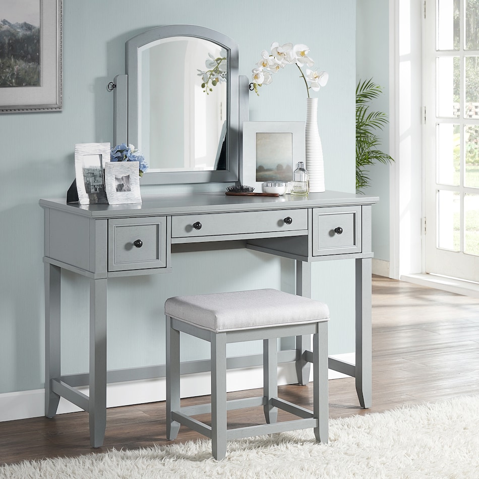 wyeth gray vanity stool   