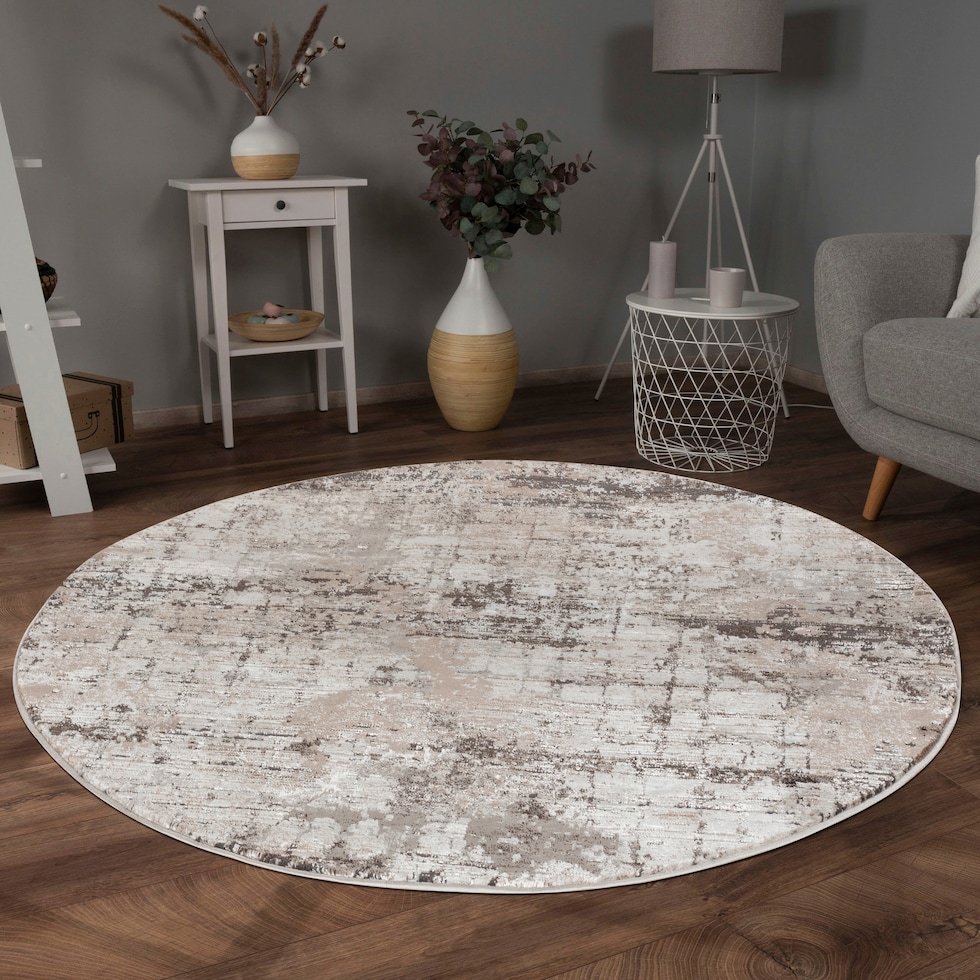 wyller cream dark brown area rug  round   
