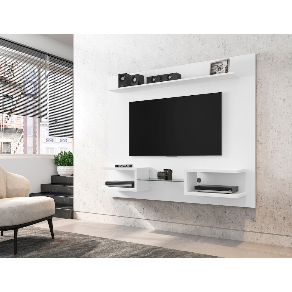 yonkers white entertainment wall unit   