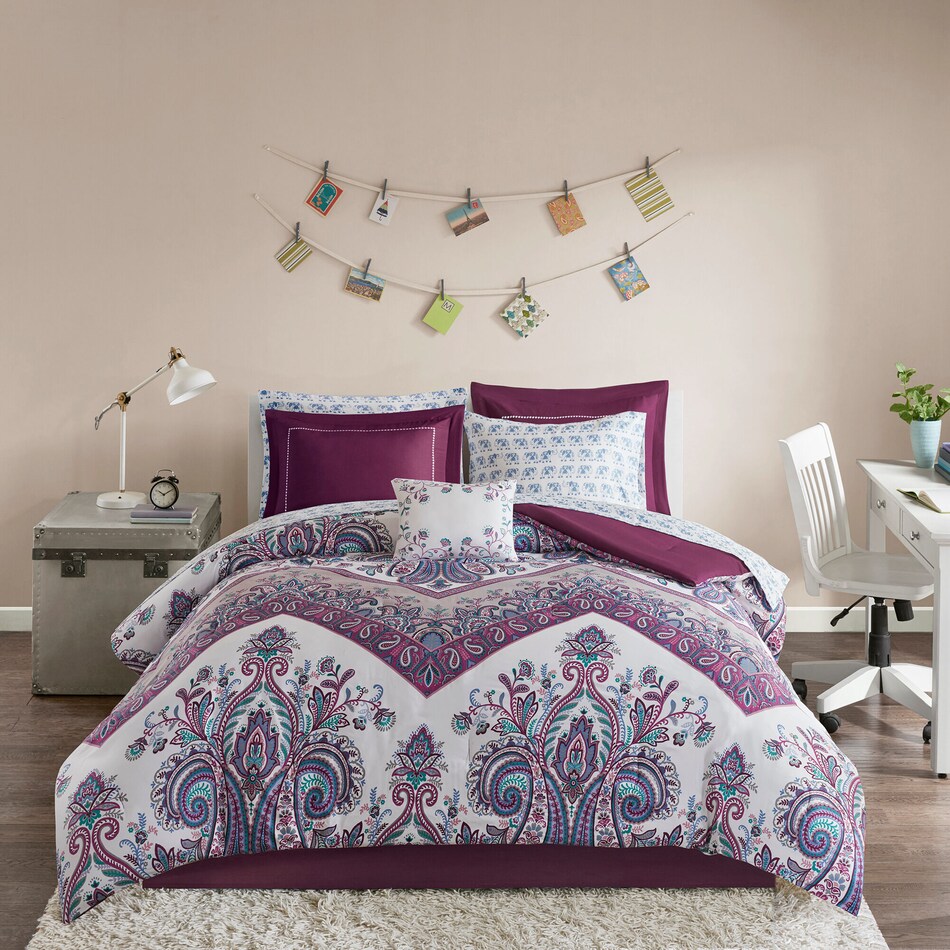 zailey purple twin bedding set   