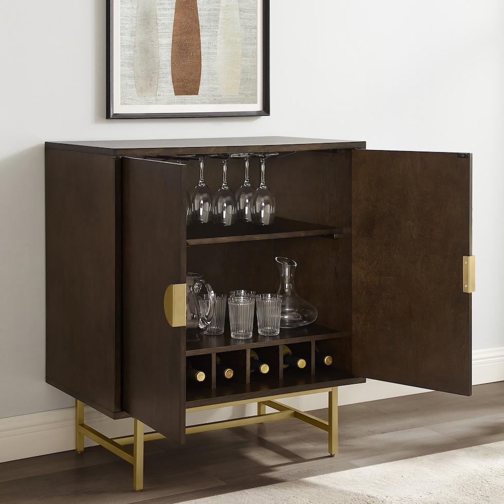 zane dark brown bar cabinet   