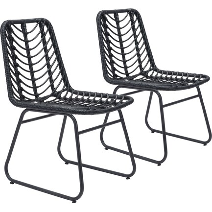 Zion Outdoor Set of 2 Dining Chairs - Black
