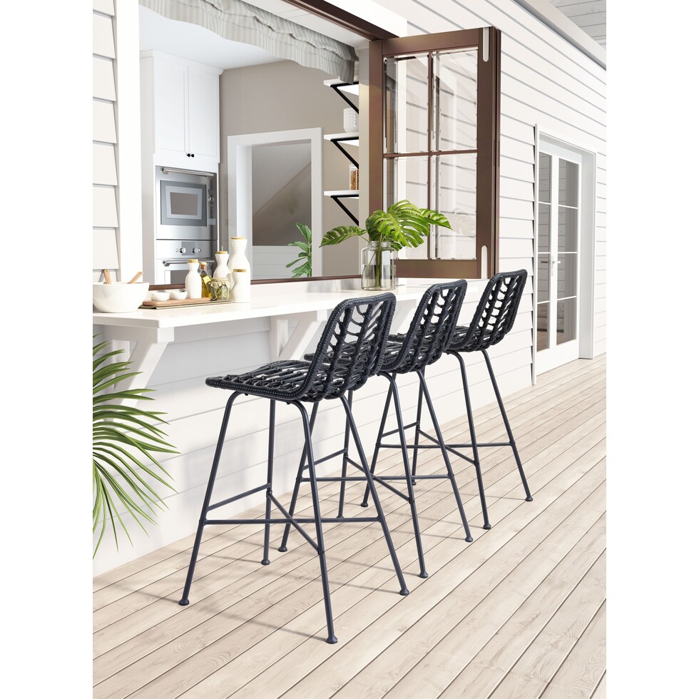 zion black outdoor stool   
