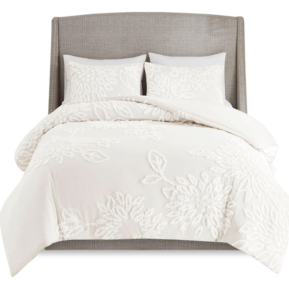 zuri white king california king bedding set   